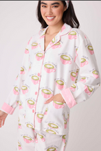 Load image into Gallery viewer, PJ Salvage Flannel Pyjamas Matcha Tea White Linen