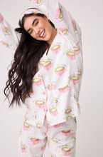 Load image into Gallery viewer, PJ Salvage Flannel Pyjamas Matcha Tea White Linen