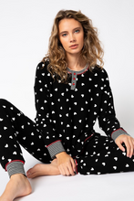 Load image into Gallery viewer, PJ Salvage Tiny Hearts Waffle Thermal Ski Jammie PJ Set