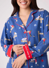 Load image into Gallery viewer, PJ Salvage Flannel Pyjamas Scrabble Dogs Dark Denim