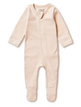 Load image into Gallery viewer, Wilson and Frenchy Organic Stripe Zip Sleeper Cantaloupe
