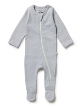 Load image into Gallery viewer, Wilson and Frenchy Organic Stripe Rib Zip Sleeper Rain Drop