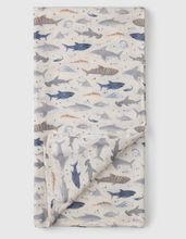 Load image into Gallery viewer, Loulou Lollipop Sharks Swaddling Blanket
