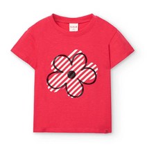 Load image into Gallery viewer, Boboli Tee Red Flower Applique