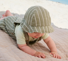 Load image into Gallery viewer, Minymo Baby Onesie and Stripe Overall Sage