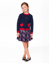 Load image into Gallery viewer, Deux Par Deux Cardi with Red Embroidered Hearts