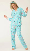 Load image into Gallery viewer, PJ Salvage This is How I Roll Flannel Pyjamas Turquoise