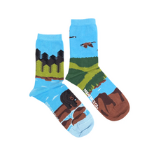 Load image into Gallery viewer, Womens Canadian Shield Landscape Mismatch Socks
