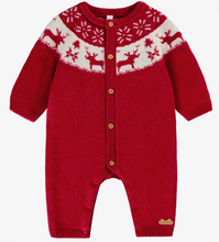 Load image into Gallery viewer, Souris Mini Wool Blend Sweater Knit Jacquard Playsuit Red