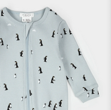 Load image into Gallery viewer, Petit Lem Penguin Print Sleeper Pearl Blue