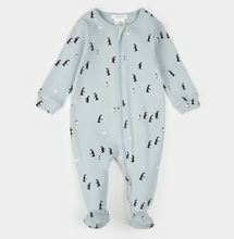 Load image into Gallery viewer, Petit Lem Penguin Print Sleeper Pearl Blue