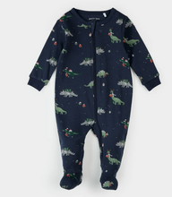 Load image into Gallery viewer, Petit Lem Holiday Dinosaur Print Sleeper