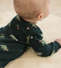 Load image into Gallery viewer, Petit Lem Holiday Dinosaur Print Sleeper