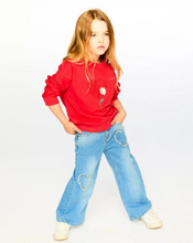 Load image into Gallery viewer, Deux Par Deux Heart and Flower Sweatshirt