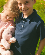 Load image into Gallery viewer, Deux Par Deux Polo Tee Navy