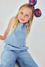 Load image into Gallery viewer, Boboli Embroidered Chambray Sleeveless Top