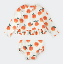 Load image into Gallery viewer, Petit Lem Peach Print Baby 2pc Rashguard Set