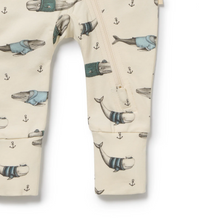 Load image into Gallery viewer, Wilson and Frenchy Wooly Whales Cotton Jersey Playsuit