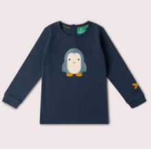 Load image into Gallery viewer, Little Green Radicals Blue Penguin Appliqué Tee