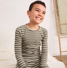 Load image into Gallery viewer, Petit Lem Stripe Modal Rib Pyjamas Farm Green