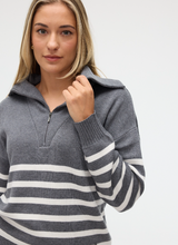 Load image into Gallery viewer, Fig Zina 1/4 Zip Sweater Shadow White