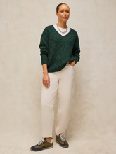 Load image into Gallery viewer, White Stuff UK Texture V Neck Sweater Dark Green