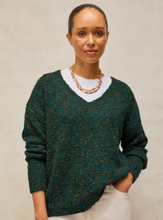 Load image into Gallery viewer, White Stuff UK Texture V Neck Sweater Dark Green