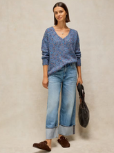 Load image into Gallery viewer, White Stuff UK Texture V Neck Sweater Mid Blue