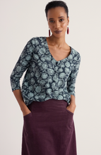 Load image into Gallery viewer, Seasalt Studio Glass 3/4 Sleeve Top Allium Flowers Lichen