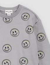 Load image into Gallery viewer, Miles Smiley Faces Sweatshirt Smoke Grey
