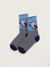 Load image into Gallery viewer, Seasalt Womens Bamboo Arty Socks Perched Owl Maritime