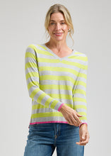 Load image into Gallery viewer, Zaket and Plover Stripe Vee Sweater Marl