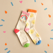 Load image into Gallery viewer, Rockahula Vintage Rainbow and Sun 2 Pack Socks