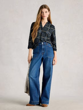 Load image into Gallery viewer, White Stuff UK Allie Jersey Shirt Navy Print