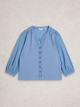 Load image into Gallery viewer, White Stuff UK Daisy Dobby Mix Top Mid Blue