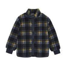 Load image into Gallery viewer, Minymo Plaid Sherpa Jacket Navy