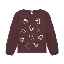 Load image into Gallery viewer, Minymo Sequin Heart Tee Huckleberry
