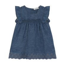 Load image into Gallery viewer, Minymo Chambray Baby Dress Faded Grey Blue