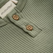 Load image into Gallery viewer, Minymo Baby Onesie and Stripe Overall Sage