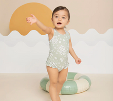 Load image into Gallery viewer, Petit Lem Flowers on Sage Green Swimsuit