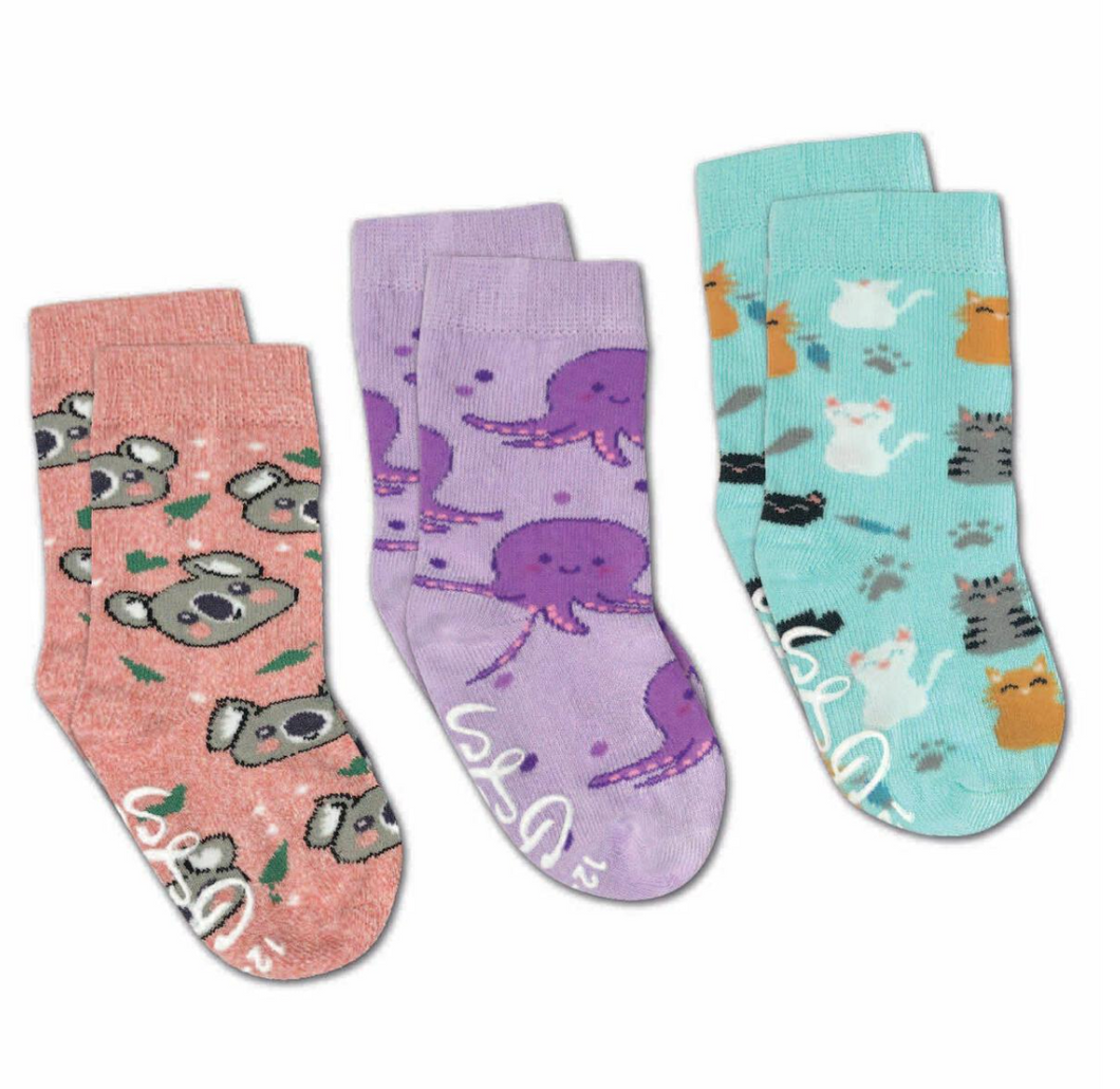 Cats, Koala and Octopus Socks 3-Pack