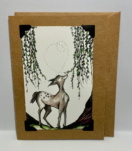 Woodland Spring Deer Baby Card