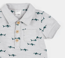 Load image into Gallery viewer, Petit Lem Shark Print Polo Shortie Playsuit
