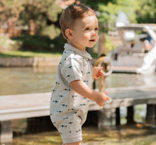 Load image into Gallery viewer, Petit Lem Shark Print Polo Shortie Playsuit
