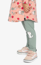 Load image into Gallery viewer, Deux Par Deux Cute Cat Leggings Sage Green
