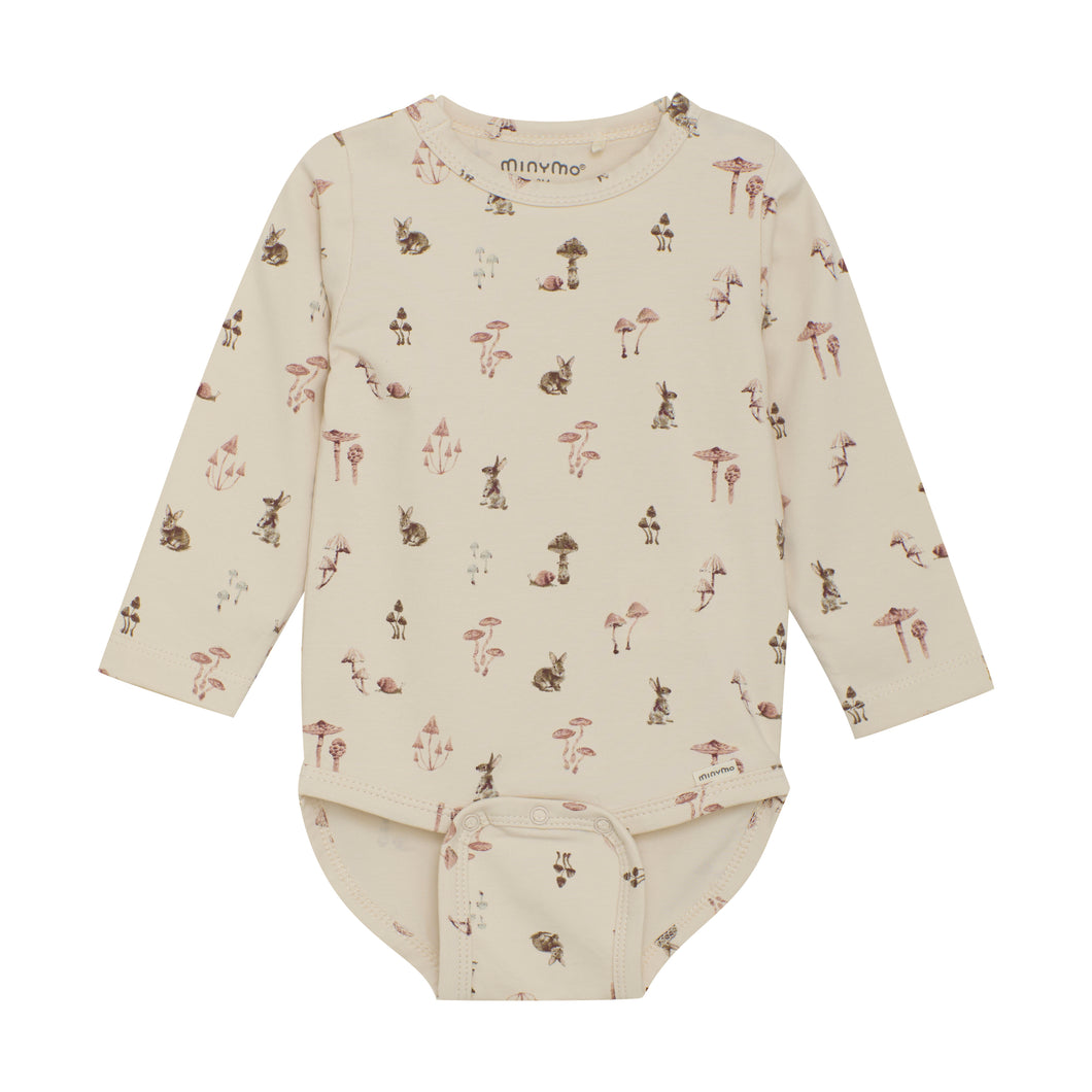 Minymo Mushroom and Bunny Print Onesie and Pants