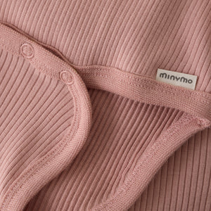 Minymo Baby Onesie and Rib Legging Misty Rose