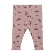 Load image into Gallery viewer, Minymo Plum Floral Tee and Rib Legging
