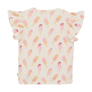 Minymo Allover Popsicle Print Ruffle Sleeve Tee