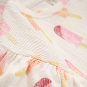 Minymo Allover Popsicle Print Ruffle Sleeve Tee